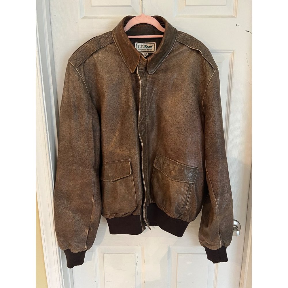 L.L. Bean Brown Leather Bomber Jacket